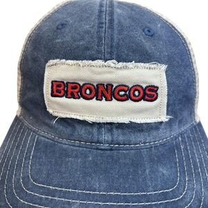 Broncos Hat Cap Snap Back Mens Blue White Trucker Mesh Team Sports Baseball